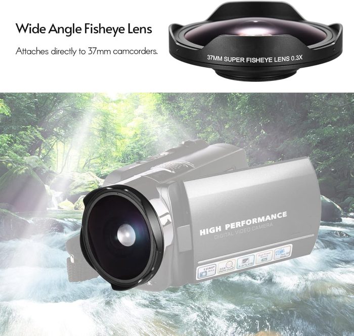 37MM 0.3X HD Ultra Wide Angle Fisheye Lens with Hood Replacement for Camcorders - Image 6