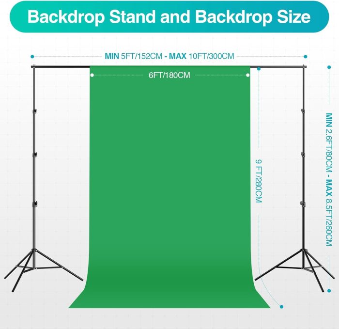 EMART 8.5 x 10 ft Backdrop Support System, Professional Photography Lighting Kit with 50W LED Blub, Reflector, Backdrop *3, Umbrellas&Softbox Lighting Kit for Studio, Portrait and Video Shooting - Image 2