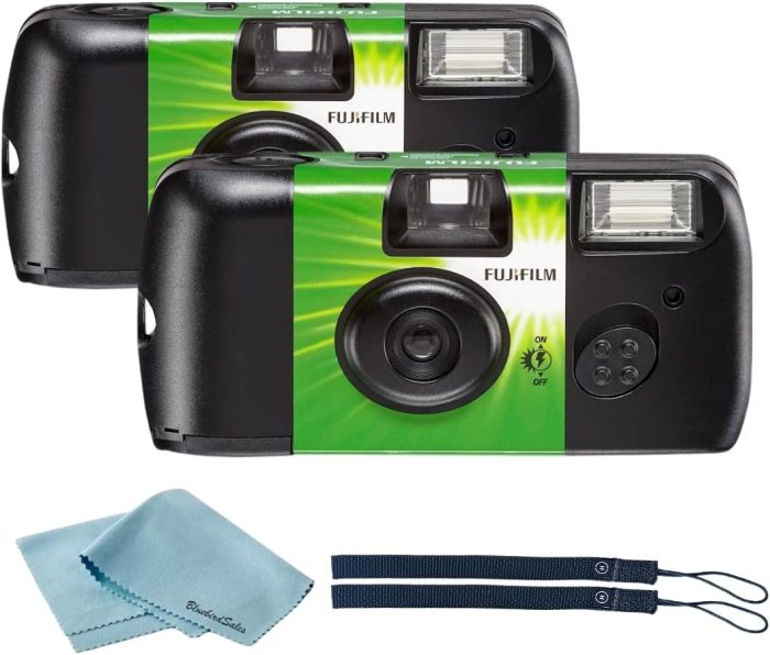 Fujifilm QuickSnap Flash 400 Disposable 35mm Camera • 2 Pack • 2 Hand Straps • BluebirdSales Microfiber Cleaning Cloth - Image 4