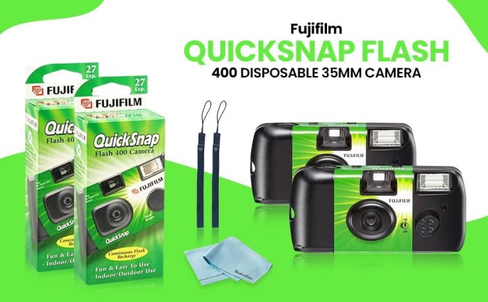Fujifilm QuickSnap Flash 400 Disposable 35mm Camera • 2 Pack • 2 Hand Straps • BluebirdSales Microfiber Cleaning Cloth - Image 8