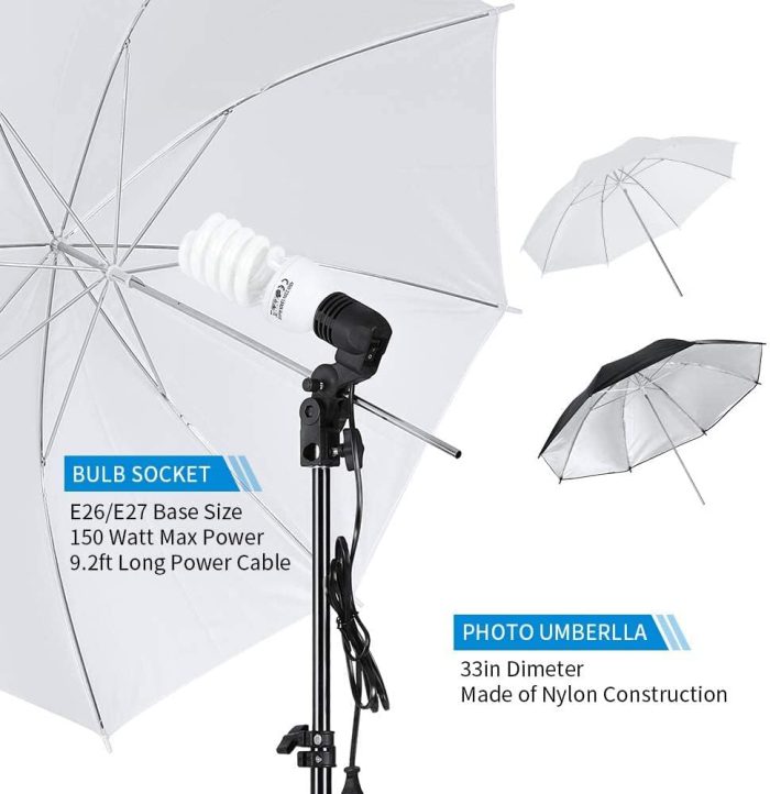 Photo Lighting Kit, 2M x 3M/6.6ft x 9.8ft Background Support System and 900W 6400K Umbrellas Softbox Continuous Lighting Kit for Photo Studio Product,Portrait and Video Shoot Photography - Image 5